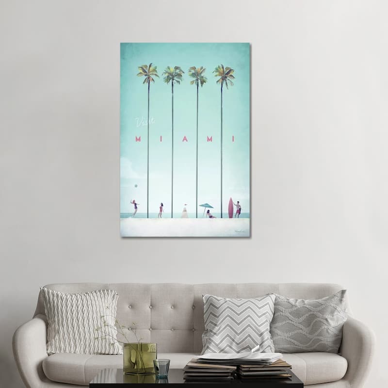iCanvas "Visit Miami" by Henry Rivers Canvas Print - 48x32x1.5
