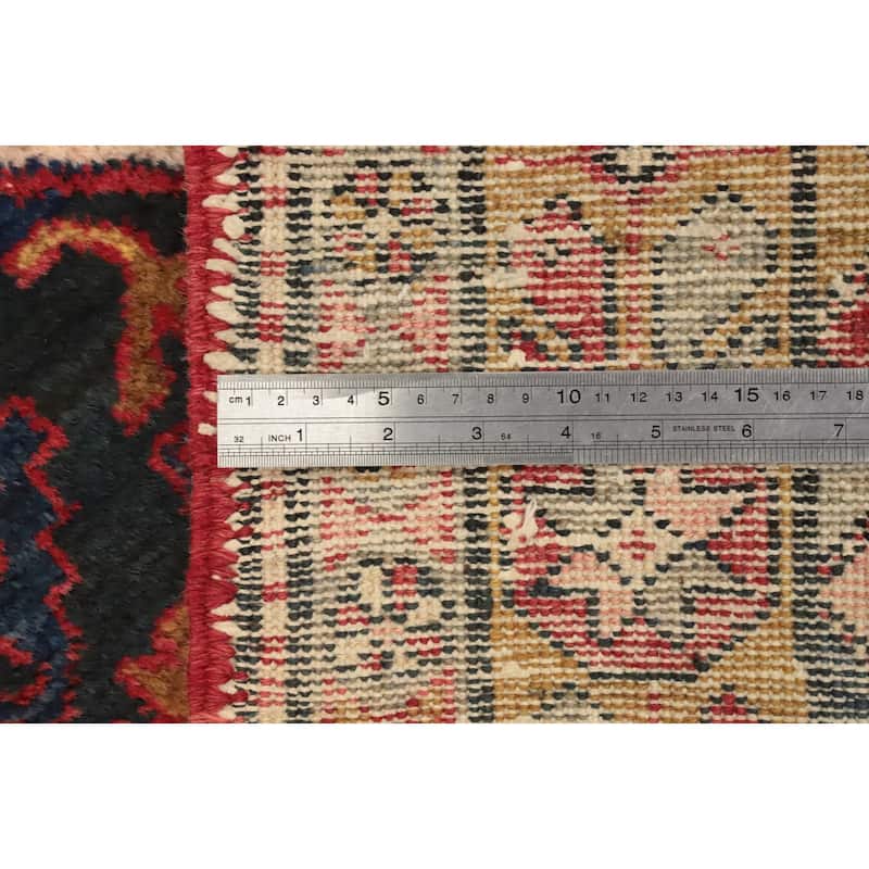 Hand Knotted Oriental 100% Wool Carpet Traditional Tribal Navy Blue & Blues Ardebil Runner Rug - 10' 10'' X 3' 6''