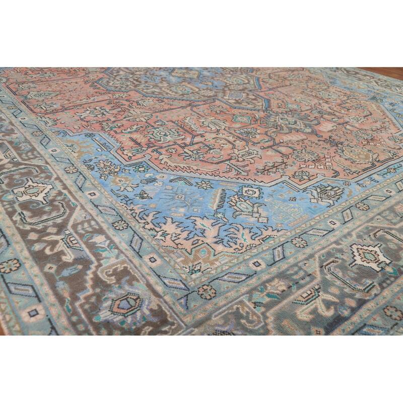 Light Pink Medallion Tabriz Persian Area Rug Handmade Wool Carpet - 9'9"x 12'8"