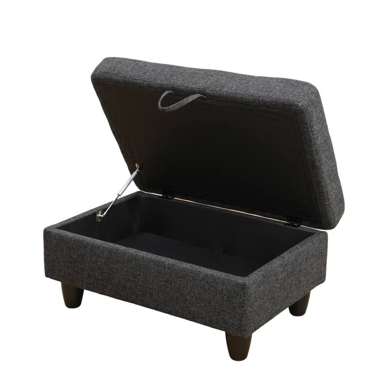 KISRAIS 34" Wide Upholstered Storage Ottoman