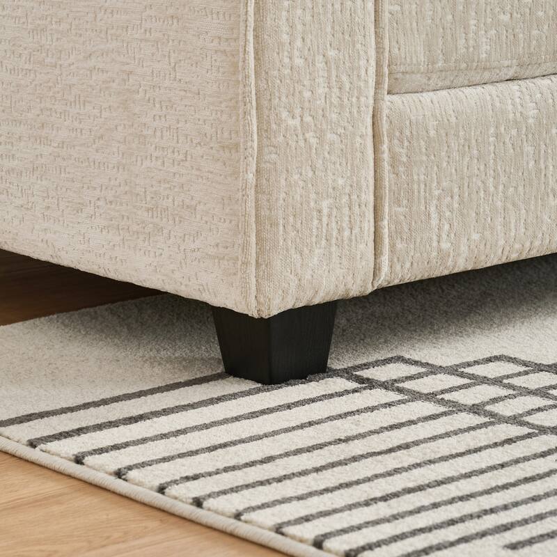 Roomfitters 99" Modern Modular Sectional Sofa with Reversible Ottoman, Padded Armrest Couch with Lumbar Pillows