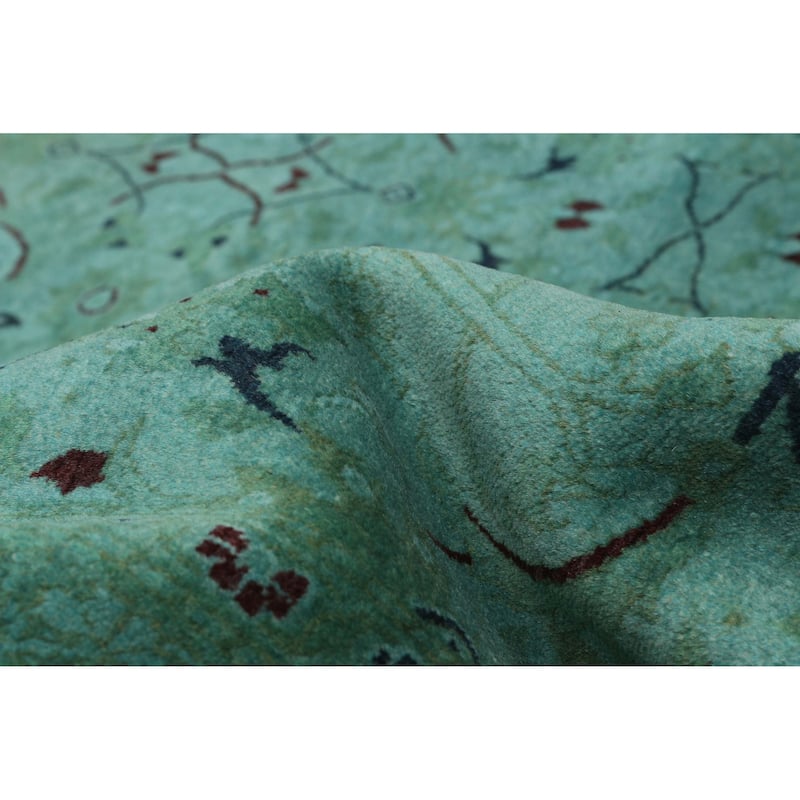 ECARPETGALLERY Hand-knotted Vibrance Cyan Wool Rug - 9'1 x 12'0