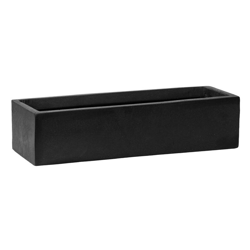 Pottery Pots Balcony Extra Small Fiberstone Modern Rectangle Planter - 3.75"x15.7"X5.9" - Black