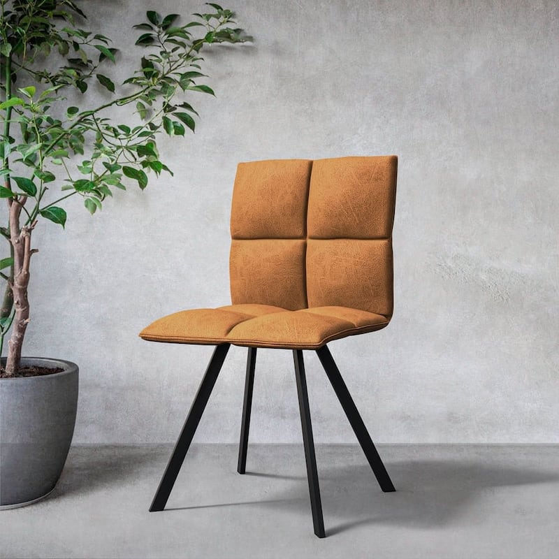 LeisureMod Wesley Modern Dining Chairs - Set of 2 Faux Leather Accent Chairs with Metal Legs for Home Kitchen or Dining Room