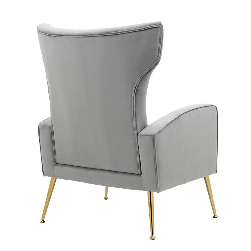 2 Set Velvet Wingback Accent Chairs with Metal Legs for Living Room