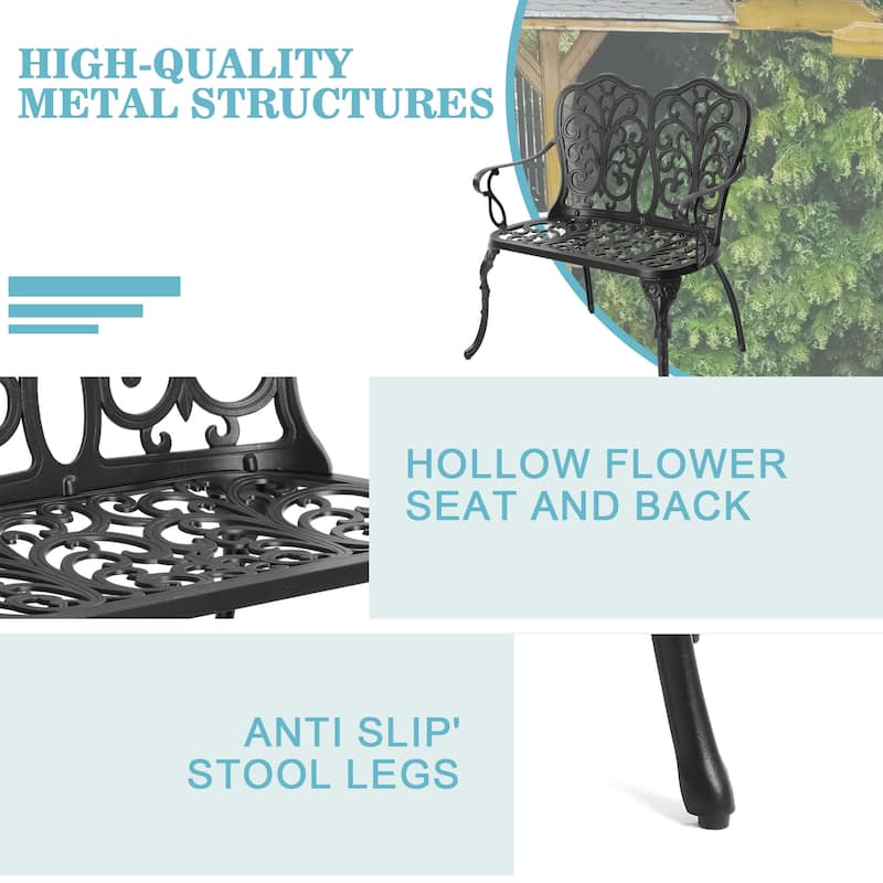 HOMEFUN Aluminum Outdoor Butterfly Loveseats Park Garden Bench