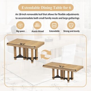 Rectangular 7-Piece Extendable Dining Table Set with 6 Side Chairs ...