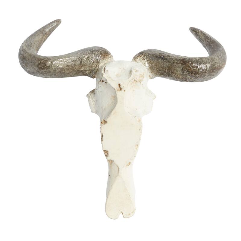 Polystone Cow Skull Home Wall Decor - White - Roche River Decor
