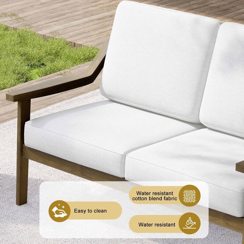Outdoor Teak Wood Slat Back Patio Loveseat Sofa