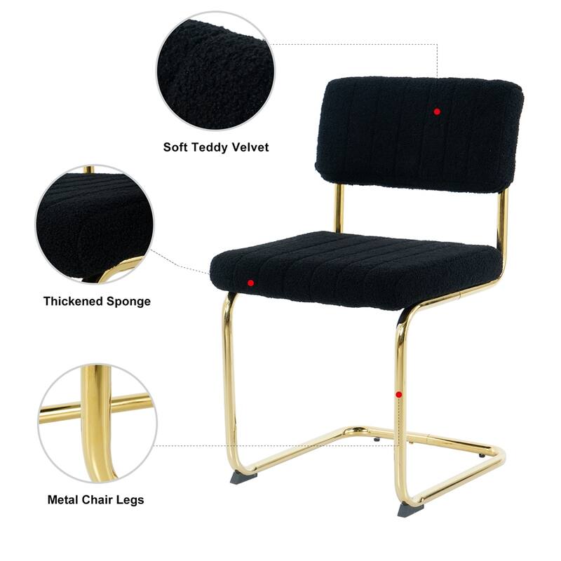 Modern Simple Light Luxury Dining Chair with Metal Leg(set of 2)