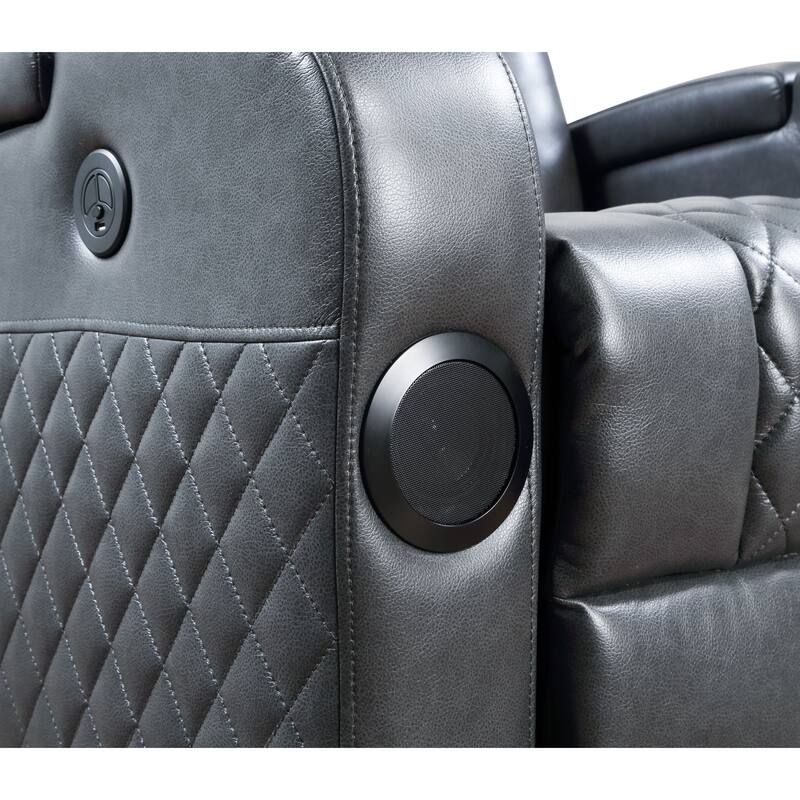 Alair Dark Gray Leather Aire Power Motion Recliner W/Bluetooth, Wireless Charger & Cupholder