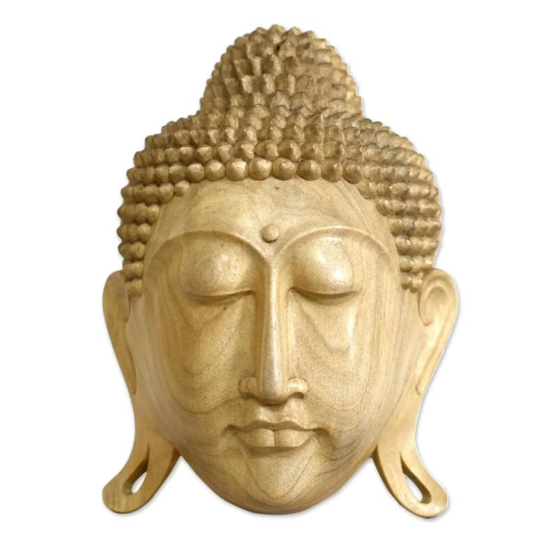 Handmade Buddha's Wood Eternal Bliss Masks (Indonesia)