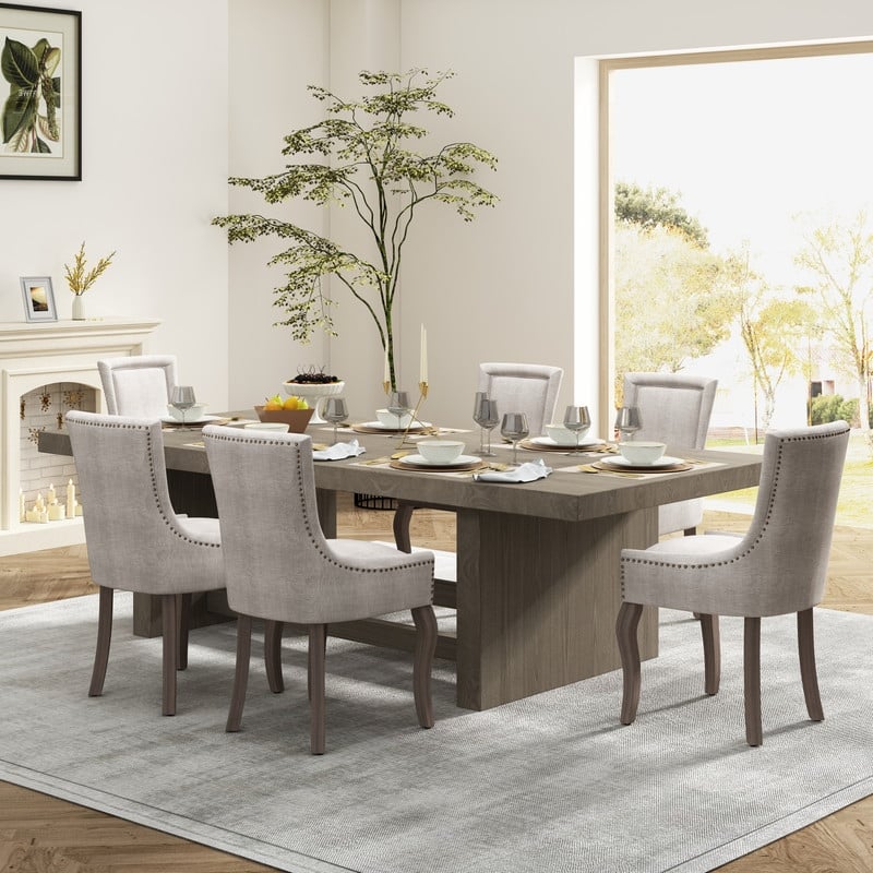 Thickened Side Dining Chair with Solid Wood Legs Set of 6
