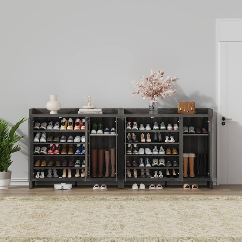 Five - Tier Storage Rustic - Flavored Rattan Shoe Cabinet