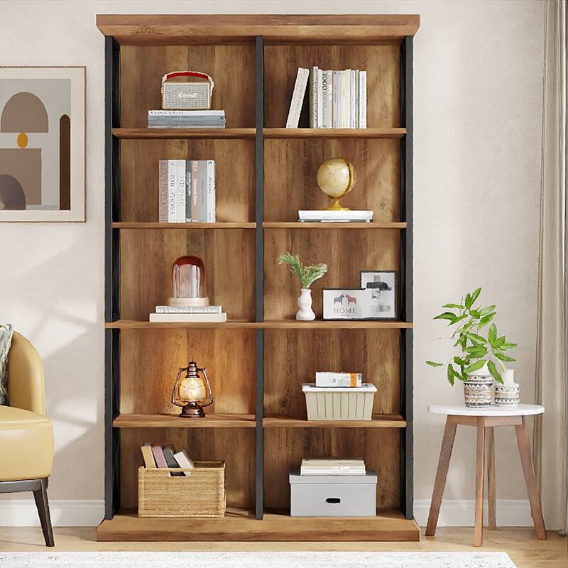 6 Tier Tall Bookcases and Bookshelf for Living Room / Bedroom - 47.24" W x 11.81" D x 74.8" H