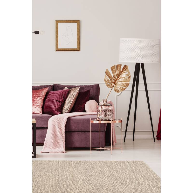 ECARPETGALLERY Braid weave Sienna Grey, Ivory Wool Rug - 5'2 x 8'1