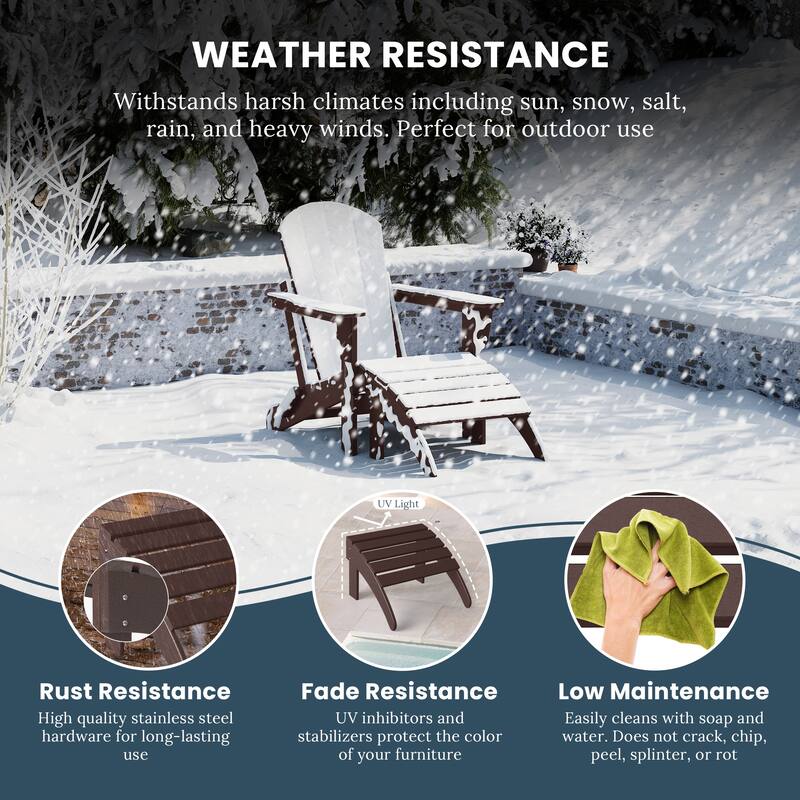 Polytrends Laguna Hdpe All Weather Outdoor Patio Foldable Ottoman
