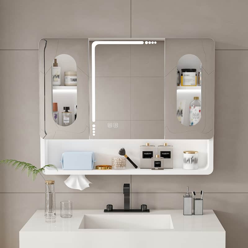 LED Bathroom Mirror Medicine Cabinet, Anti-Fog, Touch Control with 3 Light Colors