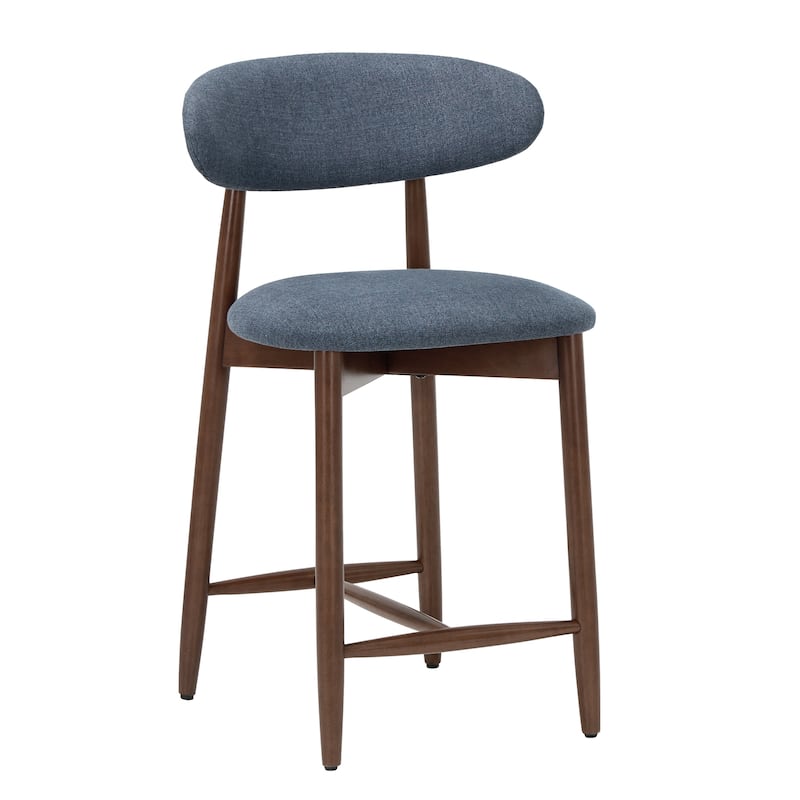 RENEWLINE Mid-Century Modern Upholstered Bar Stools with Backrest - Solid Wood Legs Counter Height Stools