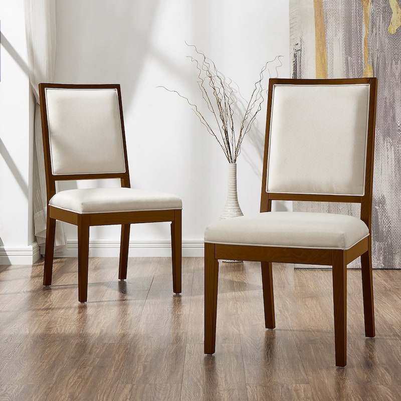 Modern Linen Cushioned Dining Chair, Fully Upholstered Accent Chair - Brown