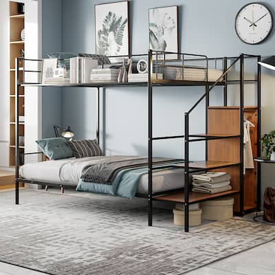 Metal Bunk Bed Frame,Versatile Twin over Full Size Bunk Bed