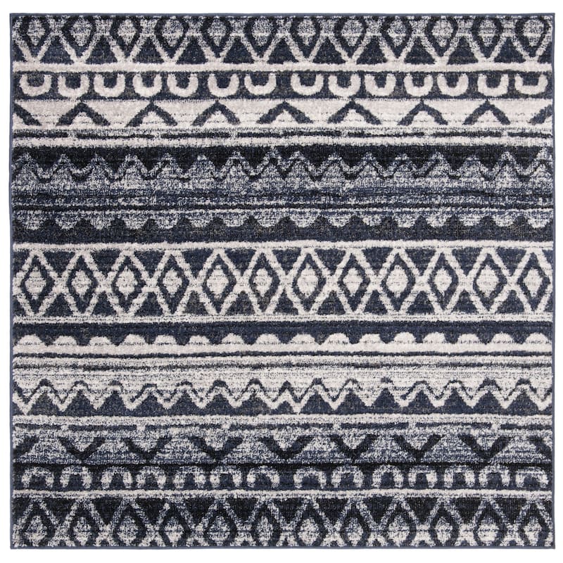 SAFAVIEH Adirondack Hiyam Moroccan Boho Rug - 6' Square - Ivory/Navy