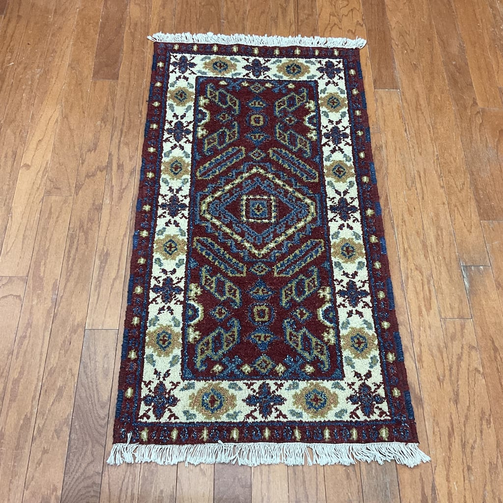 HERAT ORIENTAL Handmade Kazak Wool Rug - 2'2" x 4'