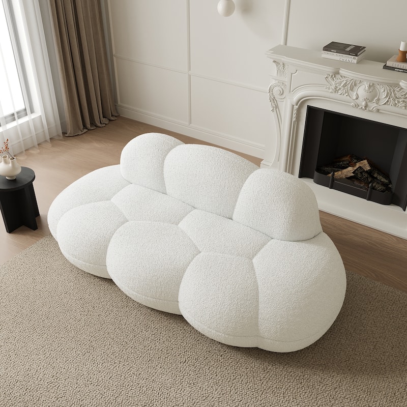 Boucle Upholstered Cloud Sofa Modern Frameless Floor Couch