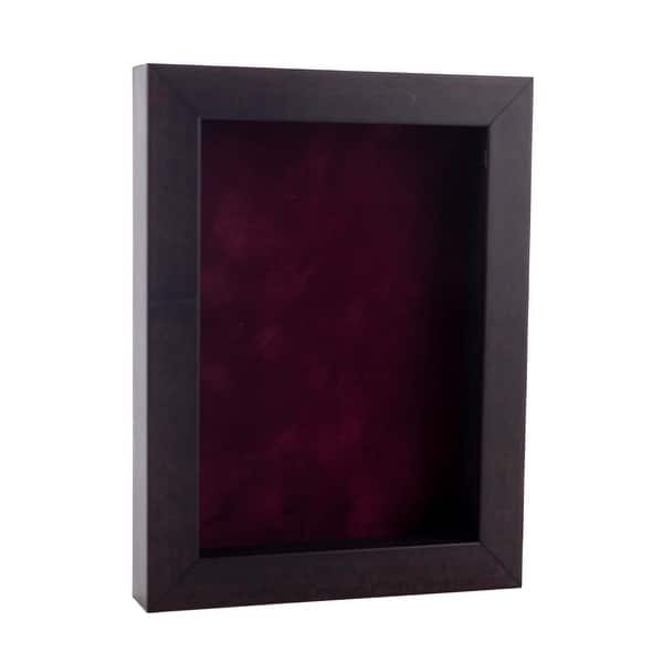 slide 2 of 5, Rich Dark Brown Wood Shadow Box Frame with Acrylic Front - Dark Red Suede Backing, 30 Sizes Holds 11x14 Photo