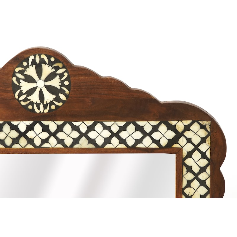 Butler Gabby Wood & Bone Inlay Wall Mirror - Brown