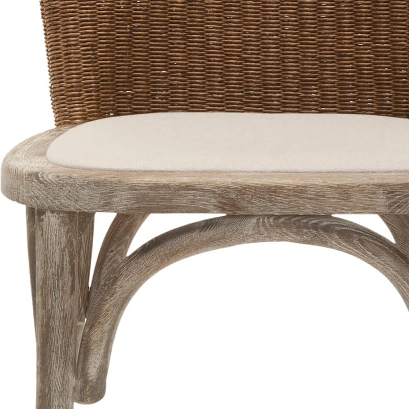 SAFAVIEH Abbey Rochelle Antiqued Oak Finish Taupe Dining Chair (Set of 2) - 18"W x 21"D x 36"H