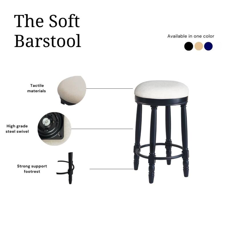 Bar Stools Set of 2, 26" Counter Height, 360° Swivel Wooden Bar stool with Fabric Upholstered Seat