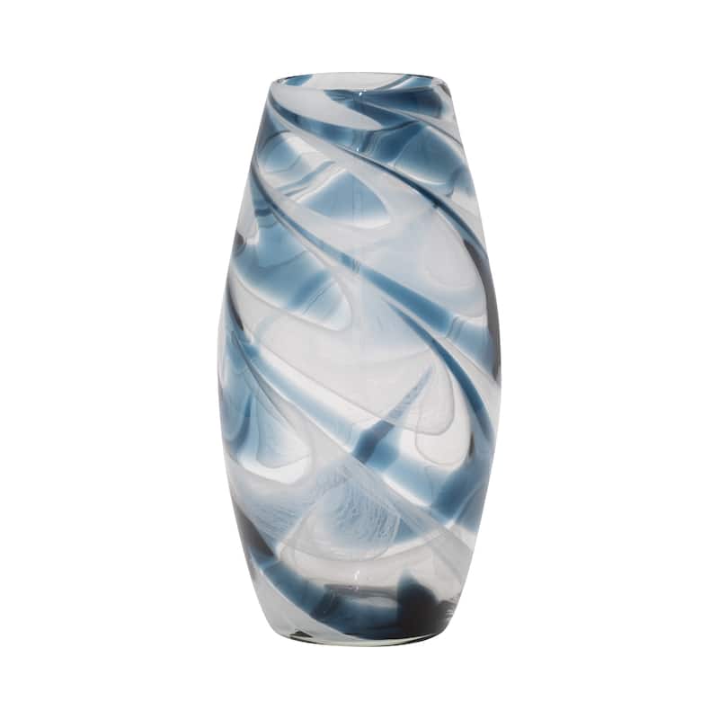Sagebrook Home Coastal Blue Glass Swirl Vase