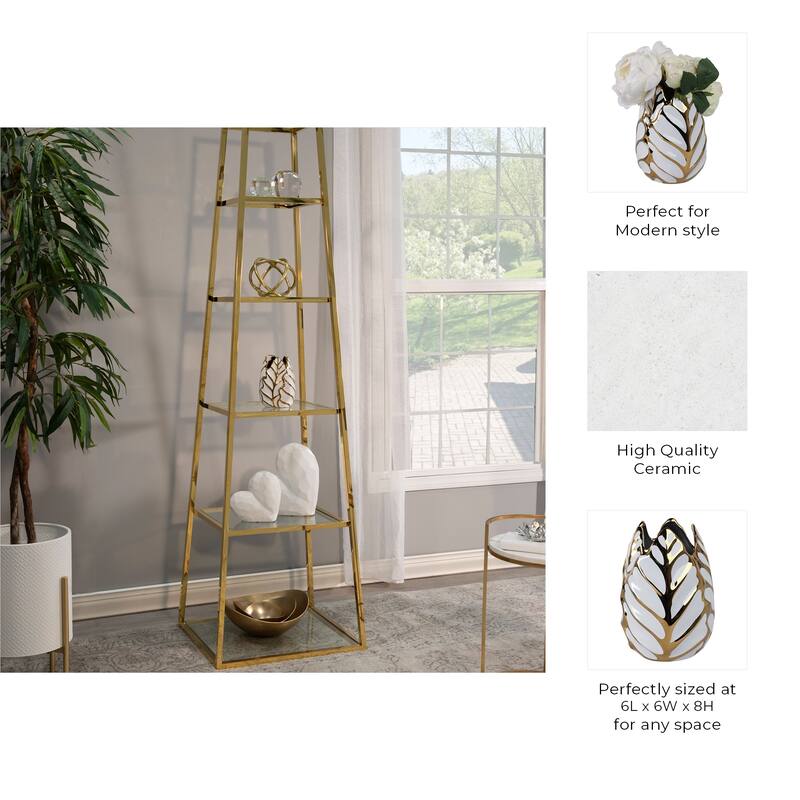 Ceramic Modern Leaf Sculptural Flower Vase