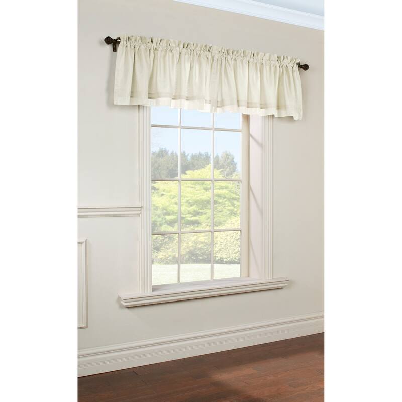 ThermaVoile Rhapsody Lined Rod Pocket Tailored Tiers and Valance - 54" x 15" Valance - Ivory