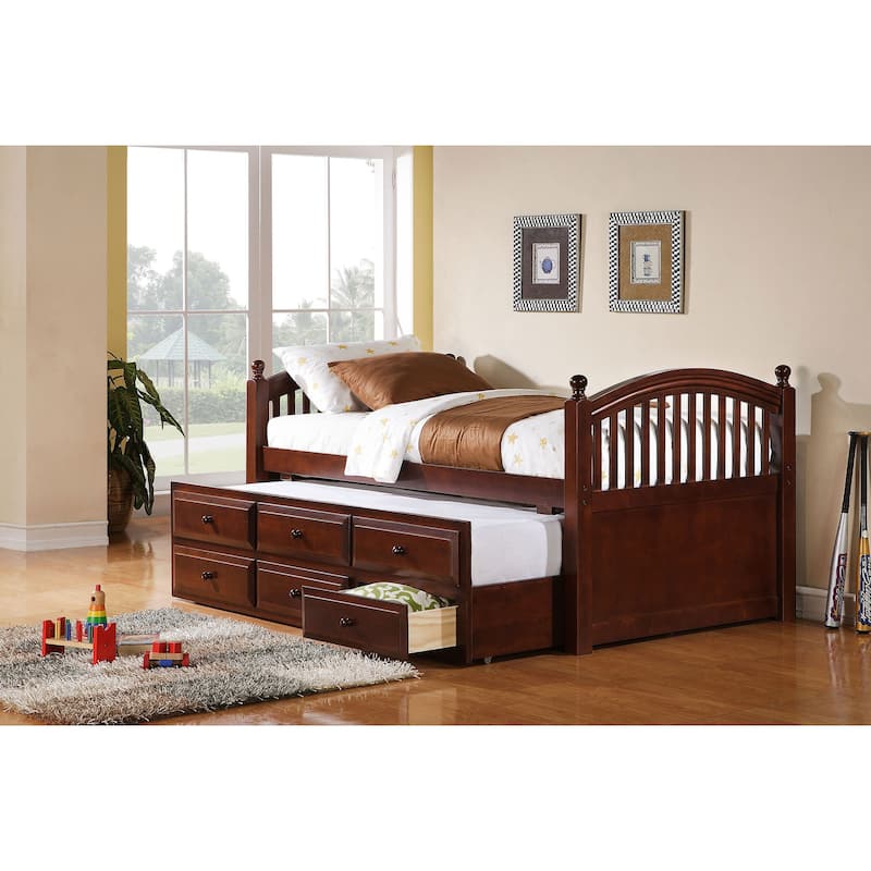 Norwood Chestnut 3-drawer Twin Bed with Captains Trundle