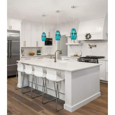 Westinghouse Lighting Soren One-Light Indoor Mini Pendant, Brushed Nickel Finish with Turquoise Glass - 1-Light