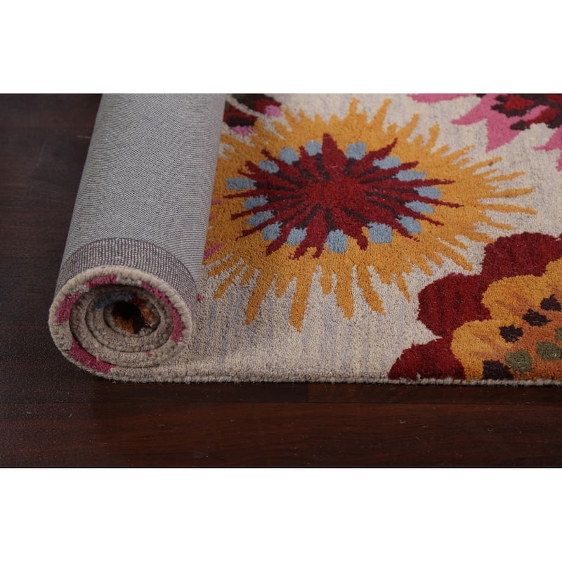 Floral Contemporary Oriental Staircase Runner Rug Wool Hand-tufted - 2'7" x 9'10"