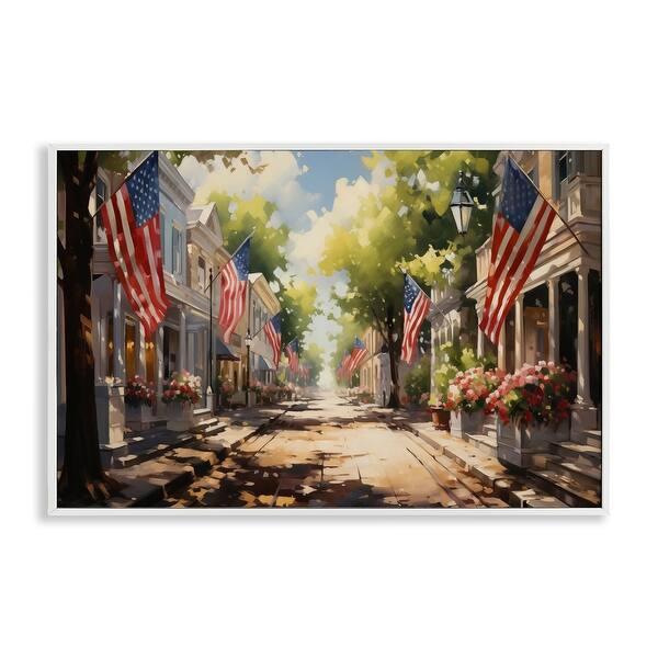 slide 2 of 9, Stupell American Flag Lined Street Framed Giclee Art Design By Arlington Prints 18 x 12 - White