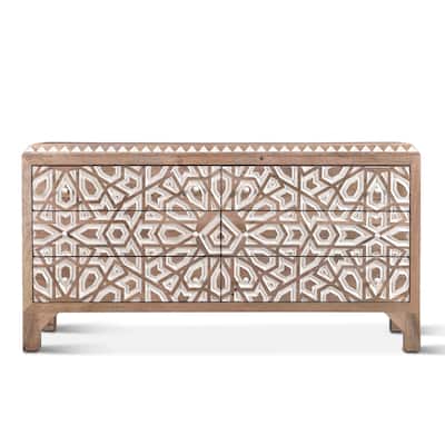 Haveli Geometric Carved Dresser