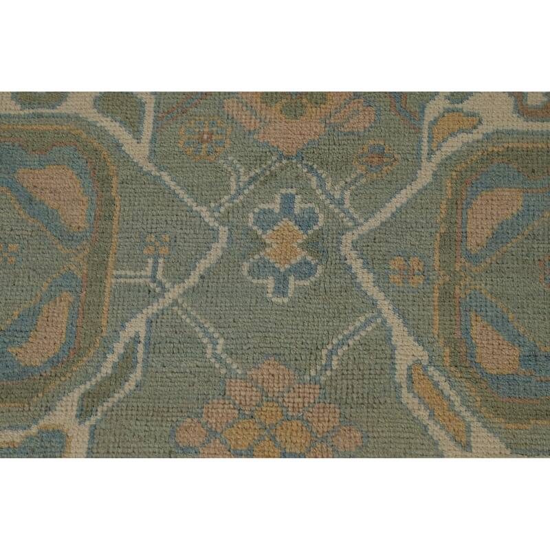Hand Knotted Oriental 100% Wool Carpet Transitional Medallion Navy Blue & Blues Oushak Area Rug - 11' 11'' X 9' 2''