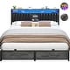 preview thumbnail 43 of 67, Upholstered Bed Frame with Storage Shelving, Platform Beds with Charge Station and LED Lights