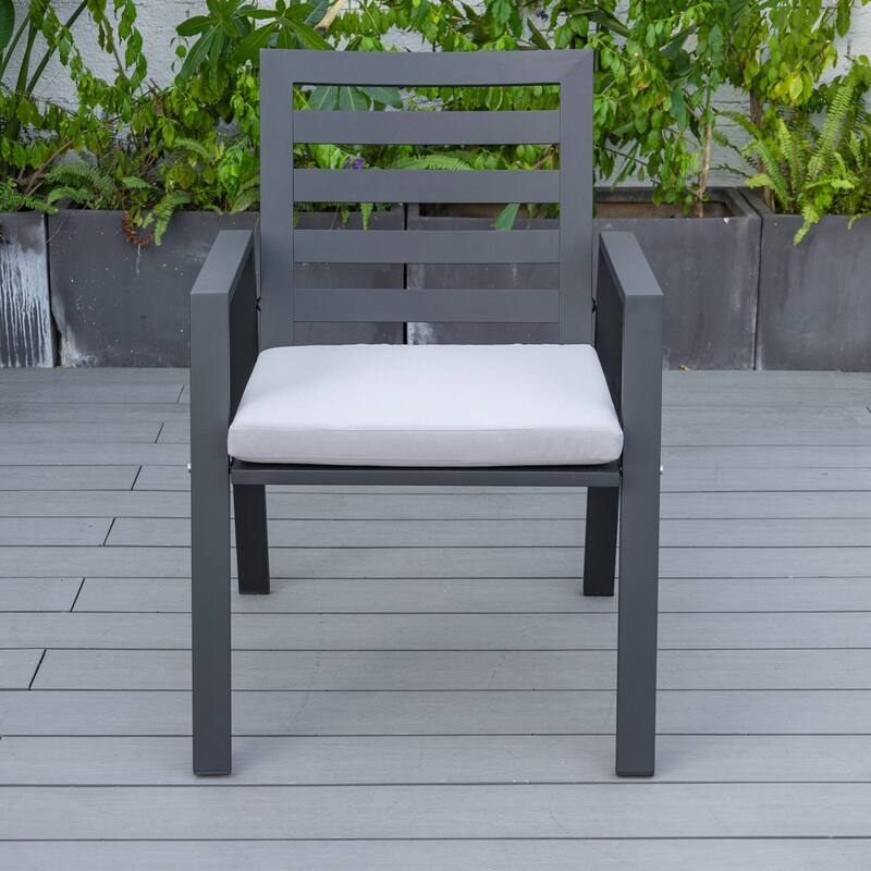 7-Piece Outdoor Dining Set in Black Aluminum Chelsea Series by LeisureMod