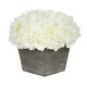 preview thumbnail 19 of 31, Faux Hydrangea in Grey Washed Wood Cube Planter White