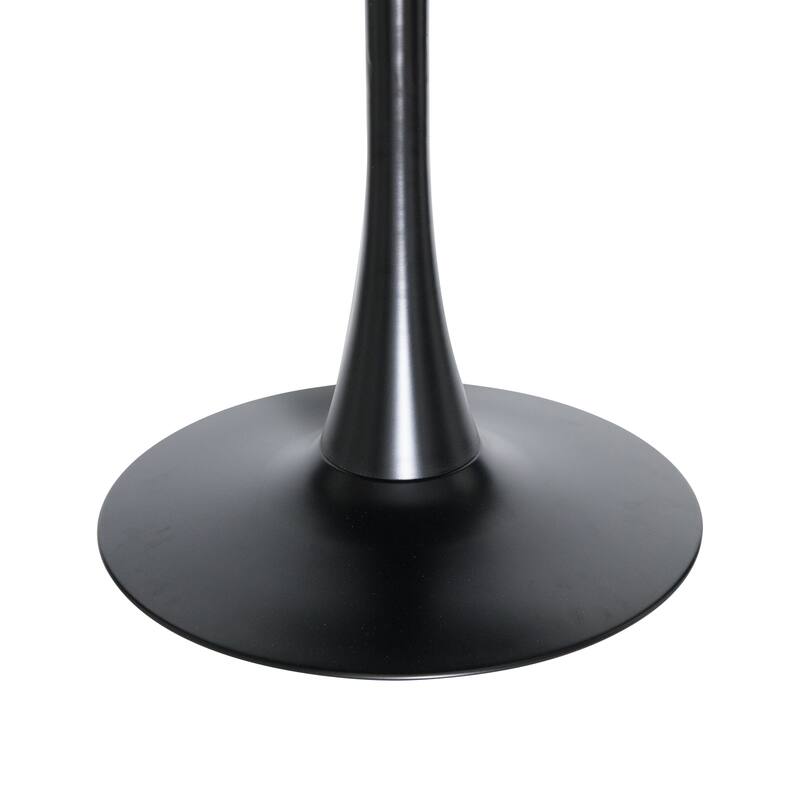 LeisureMod Bristol 40" Round Dining Table for 4 with MDF Wood Tabletop in Black Steel Base for Kitchen & Dining Room