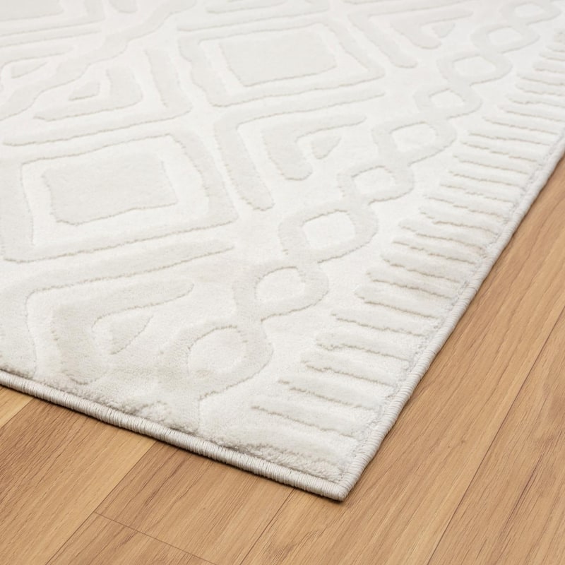 Luxe Weavers Oriental Cream Area Rug, Stain-Resistant Carpet