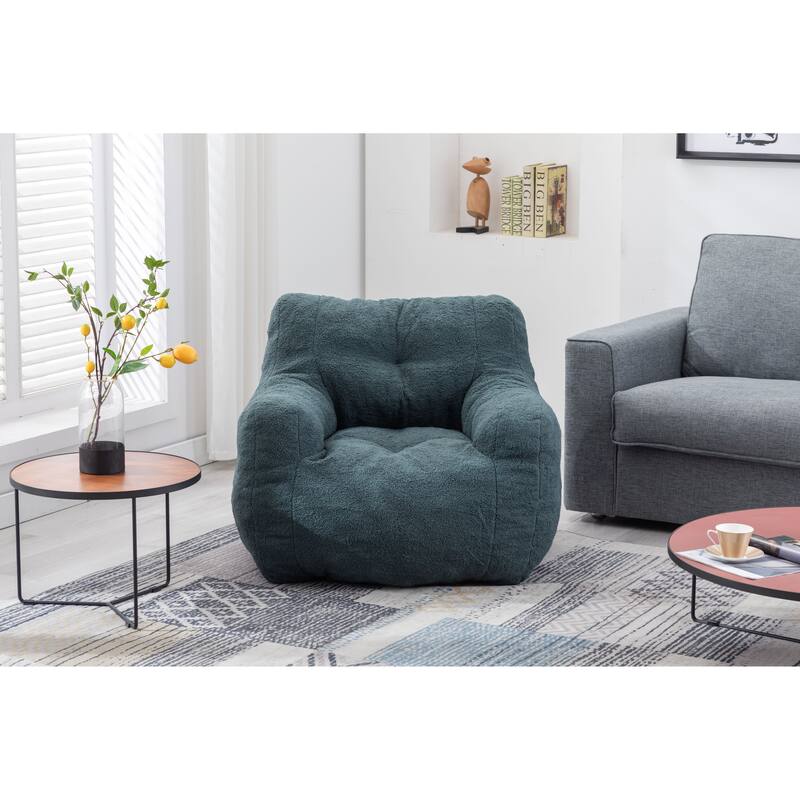010-Soft Teddy Fabric Tufted Foam Bean Bag Chair - Green