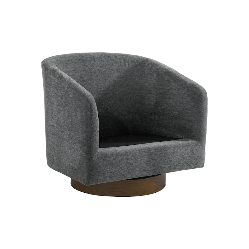Faux Leather Wide Seat Swivel Barrel Chair