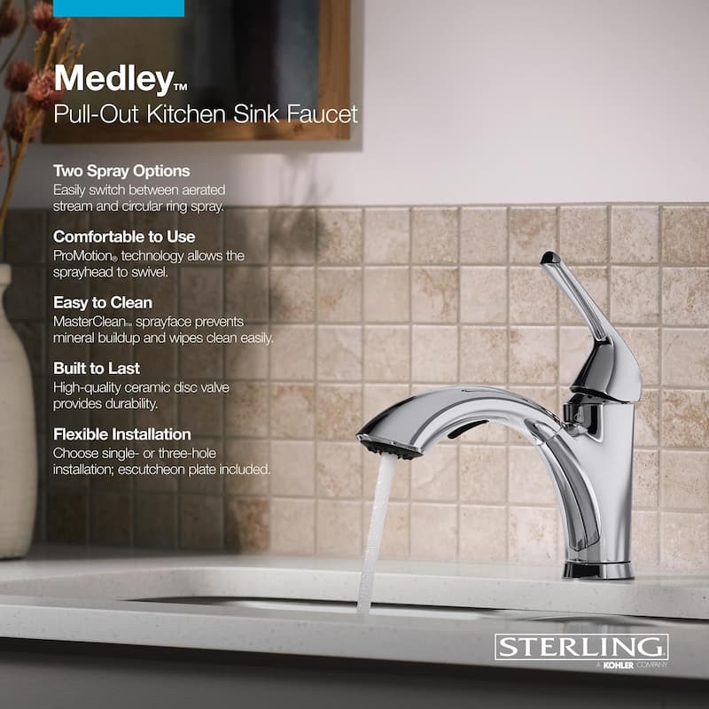 Sterling Medley 1.5 GPM Single Hole Pull Out Kitchen Faucet