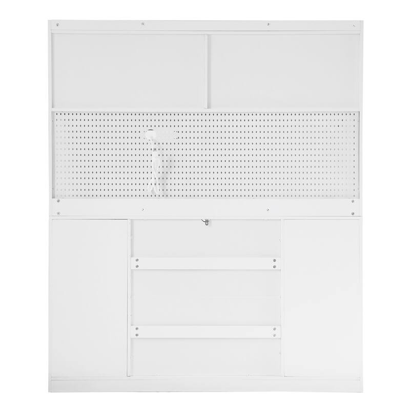 Roomfitters Freestanding 63" Buffet with Hutch and Power Outlet, Coffee Bar Storage Cabinet